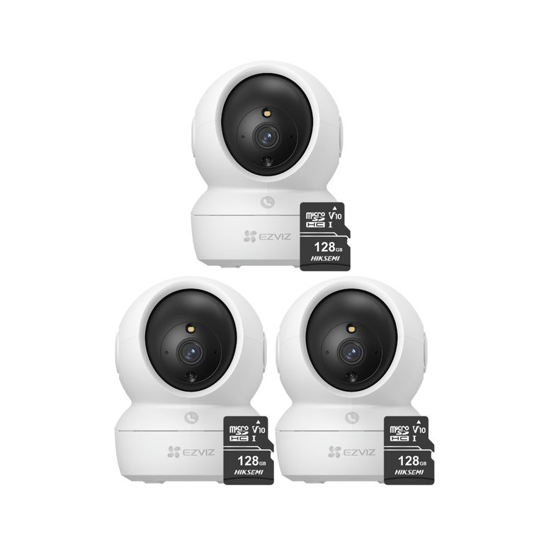 Kit de 3 cámaras seguridad full hd para interiores H6C-Pro-2MP + 128SD