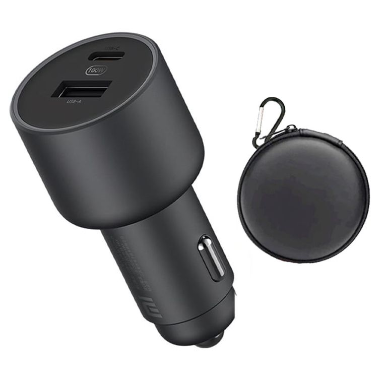 Cargador Rápido de celular para Auto 100w Negro y Estuche