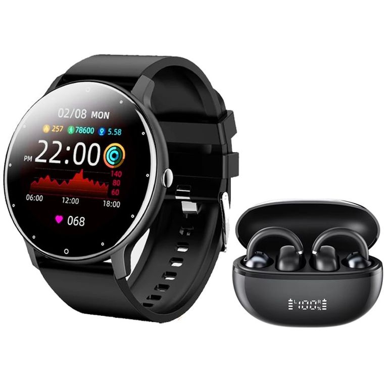 AirFree-Negro Audífonos y Toumi Fit 2-B Reloj inteligente