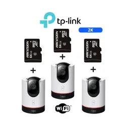 TP LINK - Pack de 3 und de càmaras de seguridad Tapo-C225 con resoluciòn 2k+SD64GB -TpLink