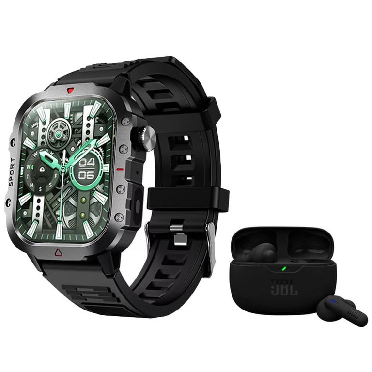 Audífonos Wave 200 TWS-Negro y Toumi GT-K reloj inteligente