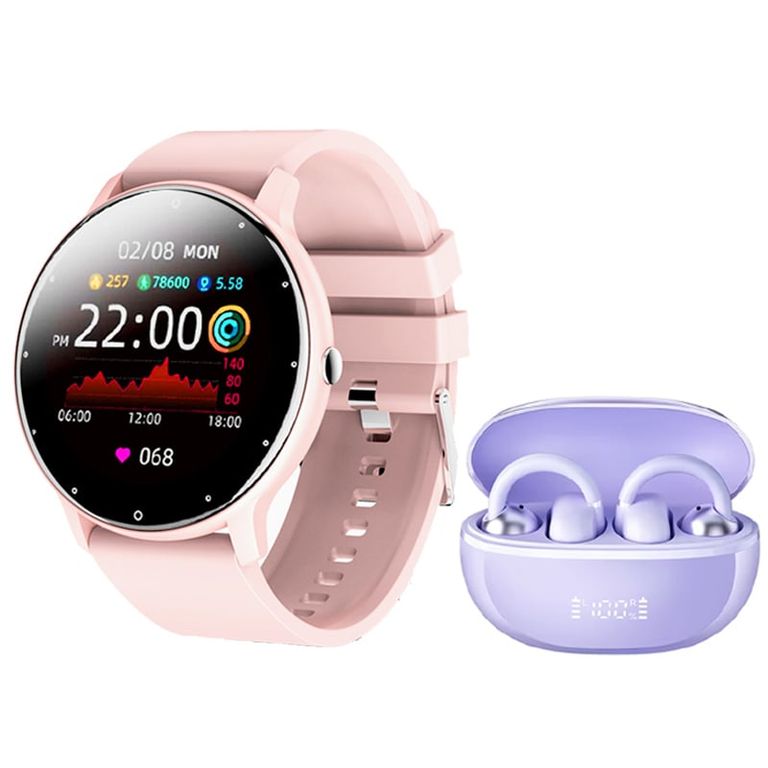 AirFree-Morado Audífonos y Toumi Fit 2-P Reloj inteligente