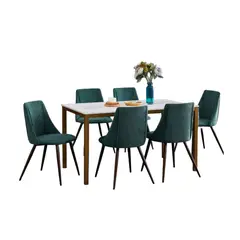 CENTRAL DECCO - COMEDOR 6 SILLAS AMBERE VERDE PALIDO