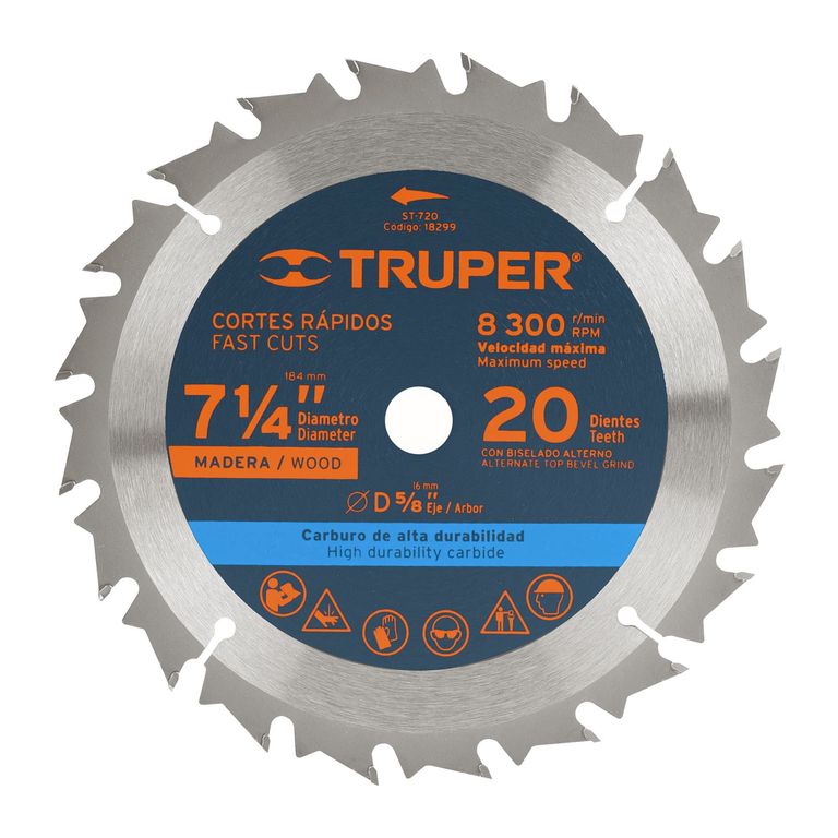 Disco para sierra circular 7 ¼" 20 dientes