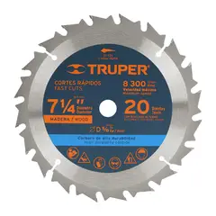 TRUPER - Disco para sierra circular 7 ¼" 20 dientes