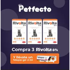 RIVOLTA - ANTIPULGAS PACK 3 UNID 6% x 0.75 ml+ 1 TELOPAR 2 ml