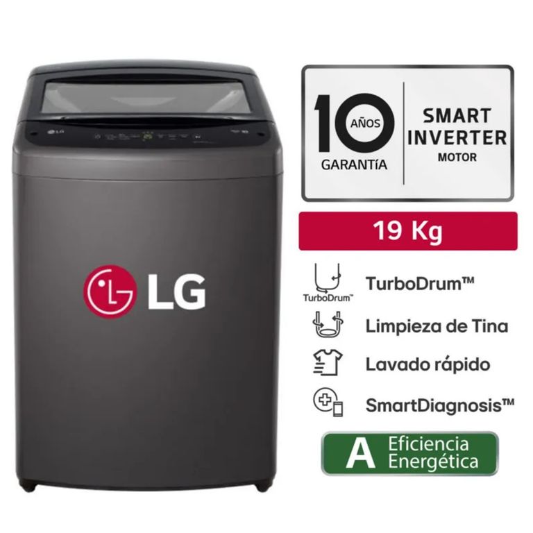 Lavadora 19 kg Turbodrum Carga Superior Wt19BVTB Negro