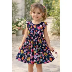 GENERICO - Vestido Floral Azul con bobos