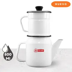 RECORD - Cafetera Acero Vitrificado 2Pzas Blanca N°10