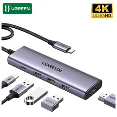 UGREEN - Hub Adaptador 5 en 1 Tipo C HDMI 4K 60HZ Macbook Laptop