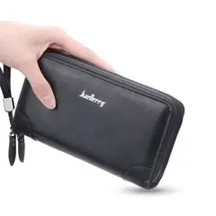 BAELLERRY - BILLETERA LARGA HOMBRE CUERO MONEDERO CON CIERRE - M003