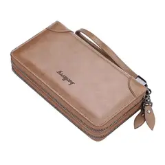 BAELLERRY - BILLETERA LARGA HOMBRE CUERO MONEDERO CON CIERRE - M003