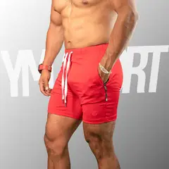 YML SPORT - Short de Entrenamiento Hombre - Short GYM Rojo -