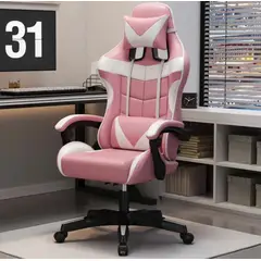 GENERICO - Silla Gamer Rosa Pro Ergonomica Reclinable Posapies y Cojin B-529