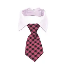 GENERICO - CORBATA CON CUELLO PARA MASCOTA PALO ROSA CUADROS