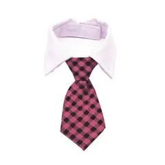 GENERICO - CORBATA CON CUELLO PARA MASCOTA PALO ROSA CUADROS