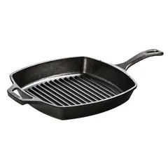 LODGE - Sartén grill cuadrada de hierro fundido de 27cm