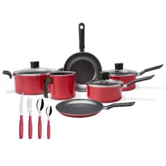 BRINOX - Juego de Ollas 32 Piezas Garlic Rojo