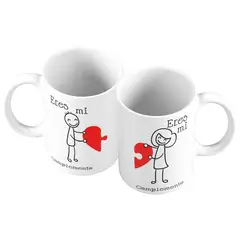 GENERICO - X2 Tazas Mug 11oz PARA PAREJA ERES MI COMPLEMENTO - BLANCO