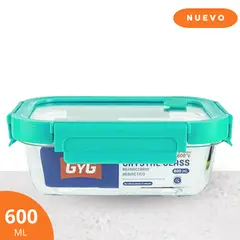 BASA - Taper crystal glass rectangular con válvula 600 ml verde