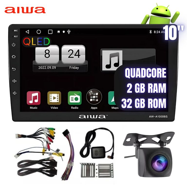 Autoradio Android Quadcore 2GB + 32GB Carplay 10HD AW-A1000BS