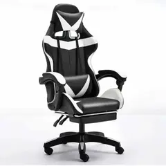 GENERICO - Silla Gamer Pro Ergonomica Reclinable con Posapies y cojin Negro B-528
