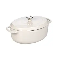 LODGE - Olla ovalada de hierro fundido esmaltada Blanco de 6.6 L