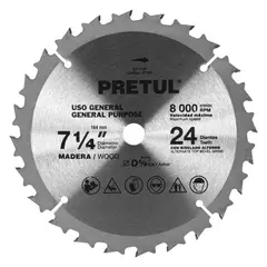 PRETUL - Disco para sierra circular 7 ¼" 24 dientes