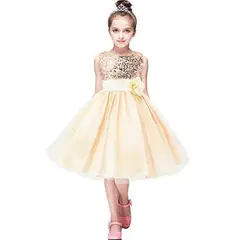 GENERICO - Vestido Niña Bebé Princess Little Dorada Melón Cumpleaños Bautizo