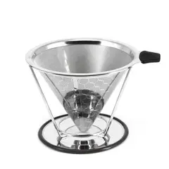 GENERICO - V60 Drip de Doble Capa con Soporte - Acero Inoxidable 304
