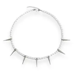 MANYA - Collar De Perlas Con Puas 45cm -