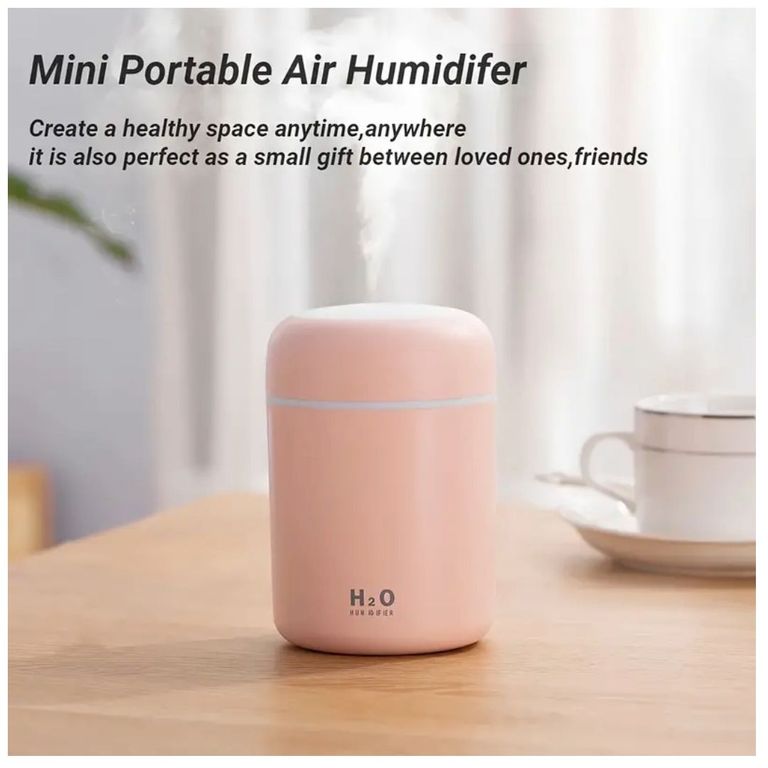 Mini Humidificador H2O Estilo Portátil Silencioso Recargable Rosado