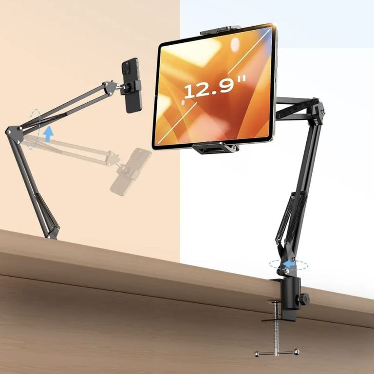 Soporte de brazo largo ajustable para teléfono y tableta