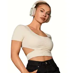 GENERICO - Top Deportivo Beige Básico Mujer