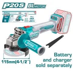 TOTAL TOOLS - ESMERIL AMOLADORA ANGULAR INALÁMBRICO 4½" 20V SIN CARBÓN TOTAL TAGLI2