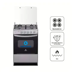 INDURAMA - Cocina a Gas 4 Quemadores Coruña Spazio Plus Gris