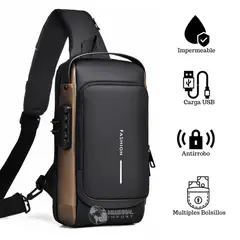 GENERICO - Mochila Cruzada para Hombre con Clave - Sistema Antirrobo