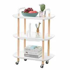 GENERICO - Organizador Multiusos con Ruedas Mesa Auxiliar Elegante de Madera