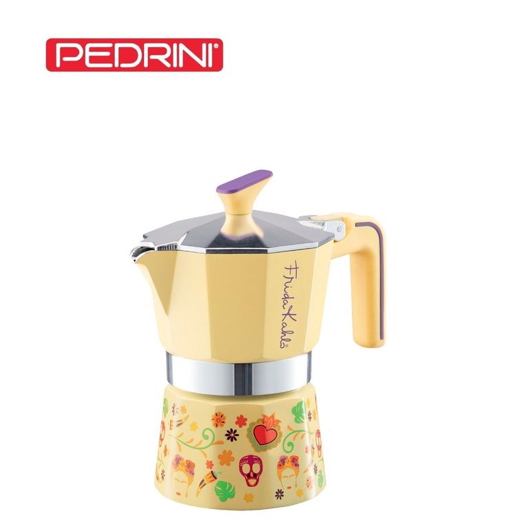 Cafetera Italiana Frida Kahlo Amarillo 3tz -
