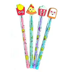 GENERICO - LAPIZ DE 11 PUNTAS DISEÑO COMIDA RAPIDA KAWAI x4 unidades