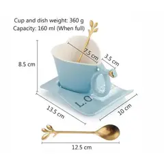GENERICO - Taza de ceramica en forma de corazón y cucharita