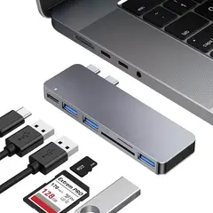 OEM - HUB Adaptador Dual Tipo C a 6 Puertos para Macbook