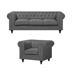 GENERICO - Juego de Sala Chesterfield Gris