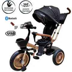 VOYAGE - Triciclo Asiento Giratorio GOLDEN con Tela UV Negro