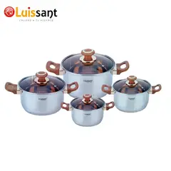 LUISSANT - Juego de ollas LU 1104A 8 Piezas Marrón