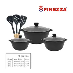 FINEZZA - JUEGO DE OLLAS EN GRANITO 9 Pzas