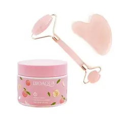 BIOAQUA - Gel Exfoliante de Durazno + Rodillo Facial de Cuarzo