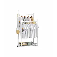 GENERICO - Perchero Organizador de Ropa Doble Estante Zapatero Blanco-02