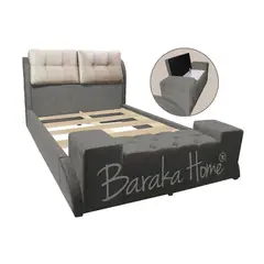 BARAKA HOME - Cama Tapizada Barkus 2 Plz - Gris Oscuro