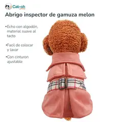 CAT OH - Ropa para perro Abrigo inspector de gamuza melon S